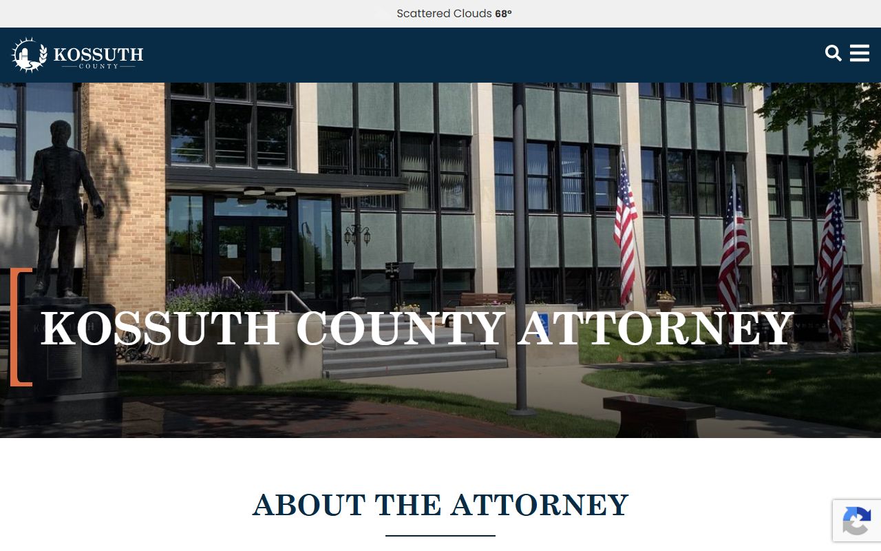 Kossuth County court records after jail arrest and county attorney page