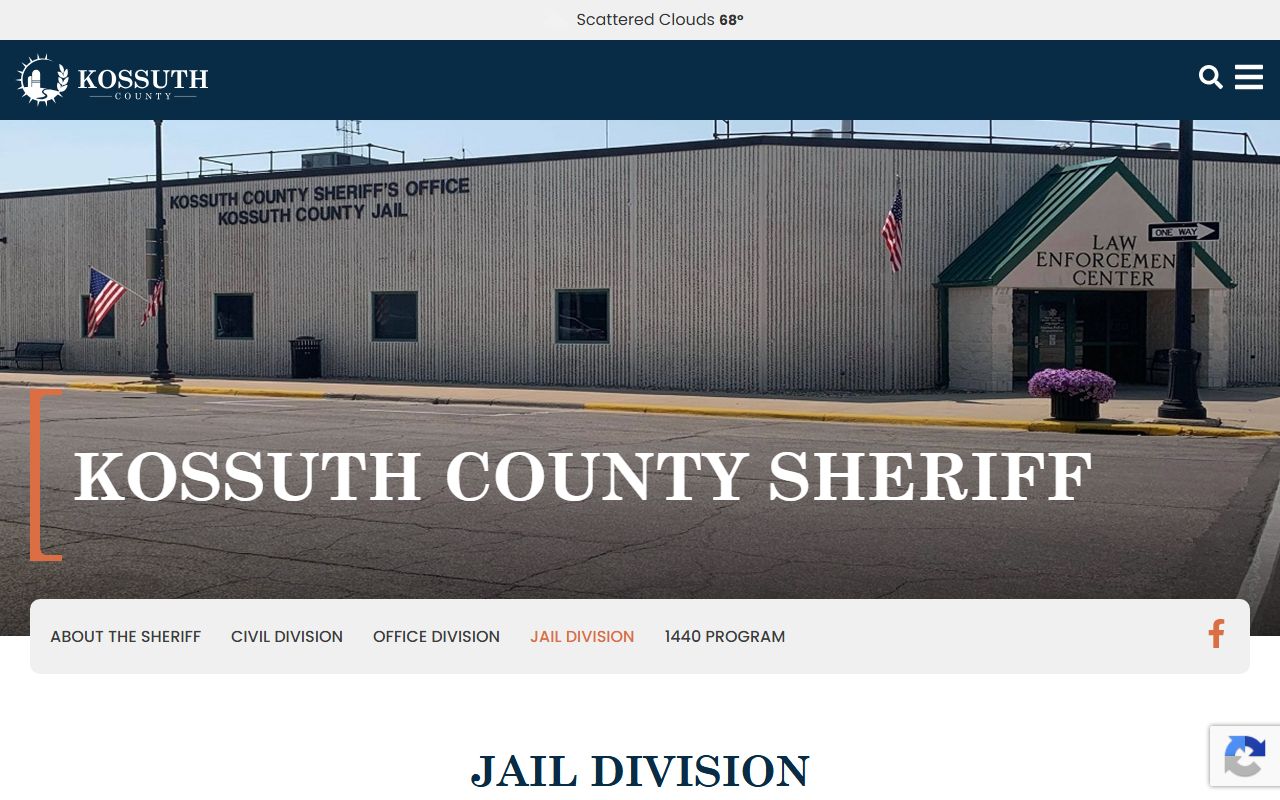 Kossuth County jail inmate records and jail division page